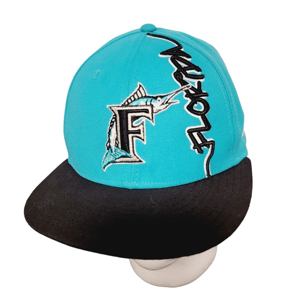 New Era Unisex Florida Marlins Blue Black Lightweight Baseball Cap Size 7‎ 1/4